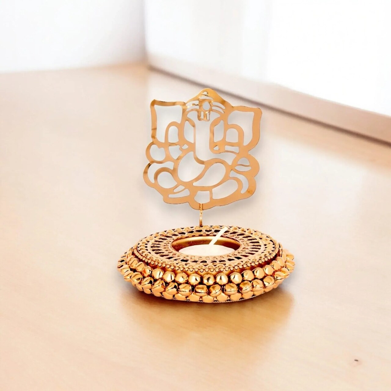 Tealight Candle Holder Festival of Light Decorative T-light Holder for Diwali Christmas Hanukkah Thanksgiving Gift Ghungroo Shadow Candle Holder for Centerpiece Dining Table Home Decor